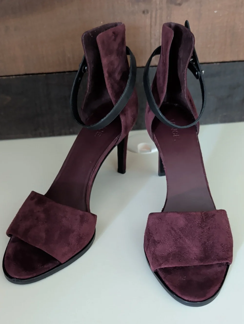 Vince Women's Burgundy Suede High Heel Sandals Size 8.5M